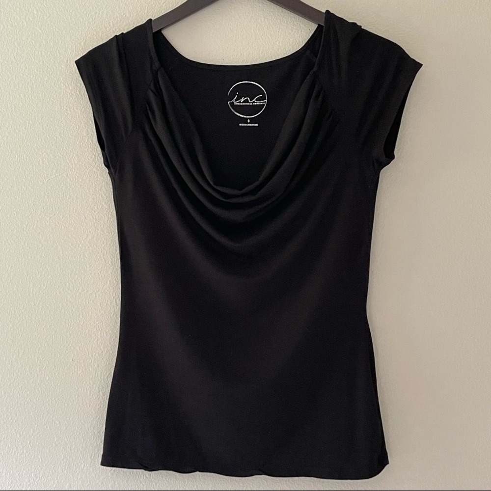 INC Black Cowl Neck Top